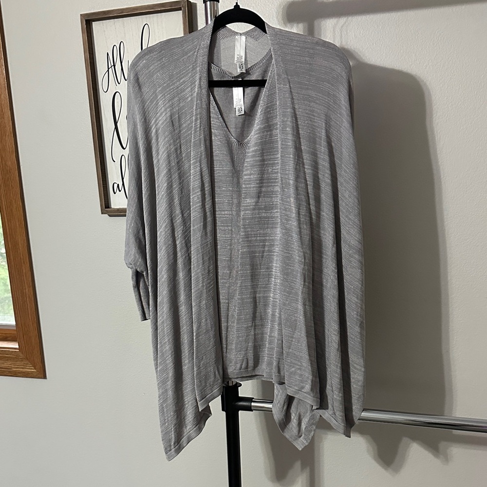 MarlaWynne Silver Knit 2-Piece Cardigan & Tank